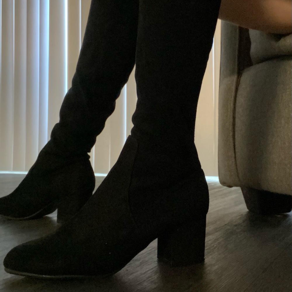 Black thigh high boots